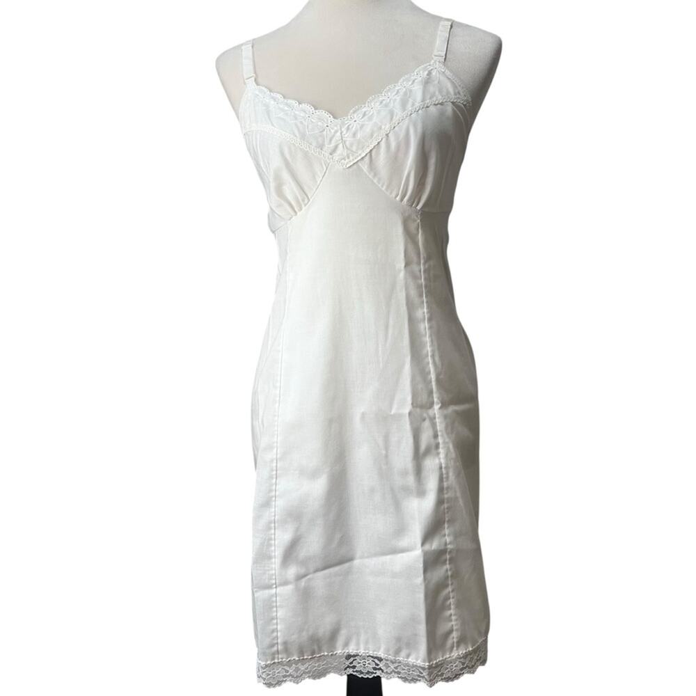 Vintage 1950s-70s Cotton Lace Slip Dress | Cottagecore Soft Romantic Mid Century